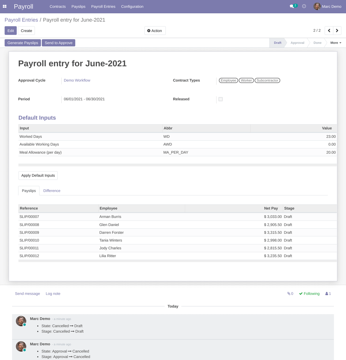Payroll Calculation Form