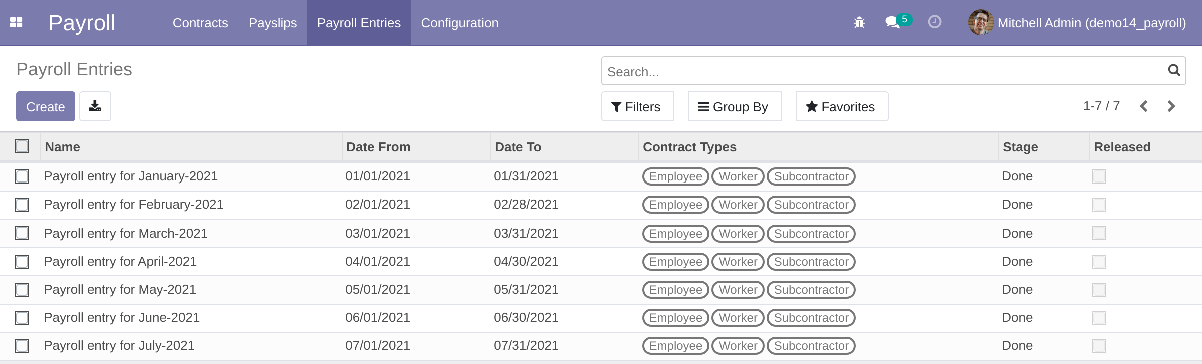 Payroll Entries