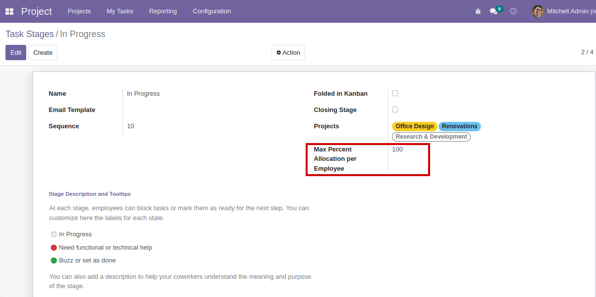 Max Percent Allocation per Employee