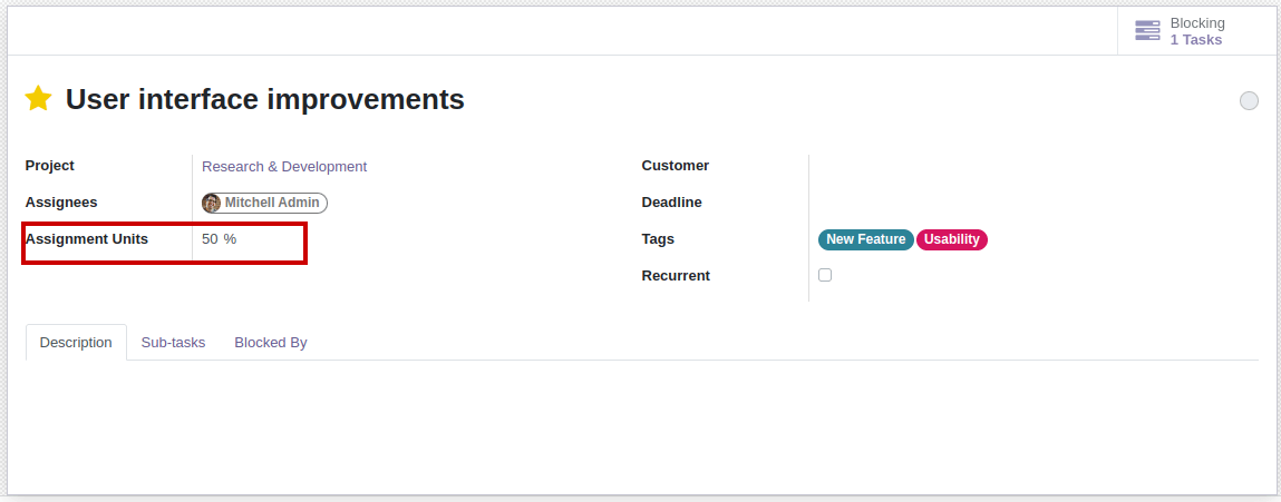 Project Task Assignment Units