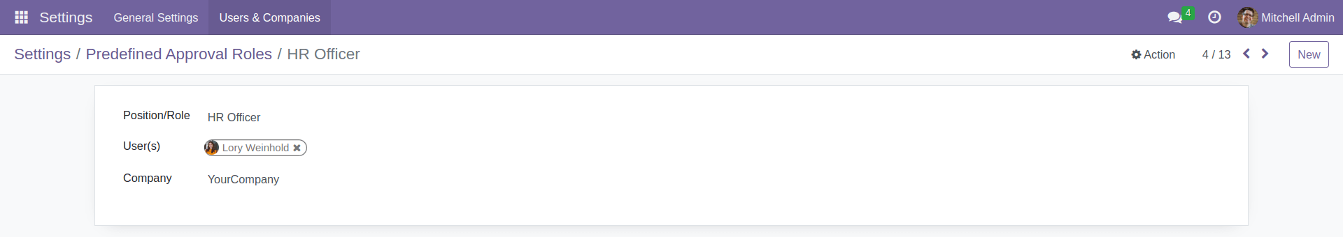 Predefined Approval Role Form