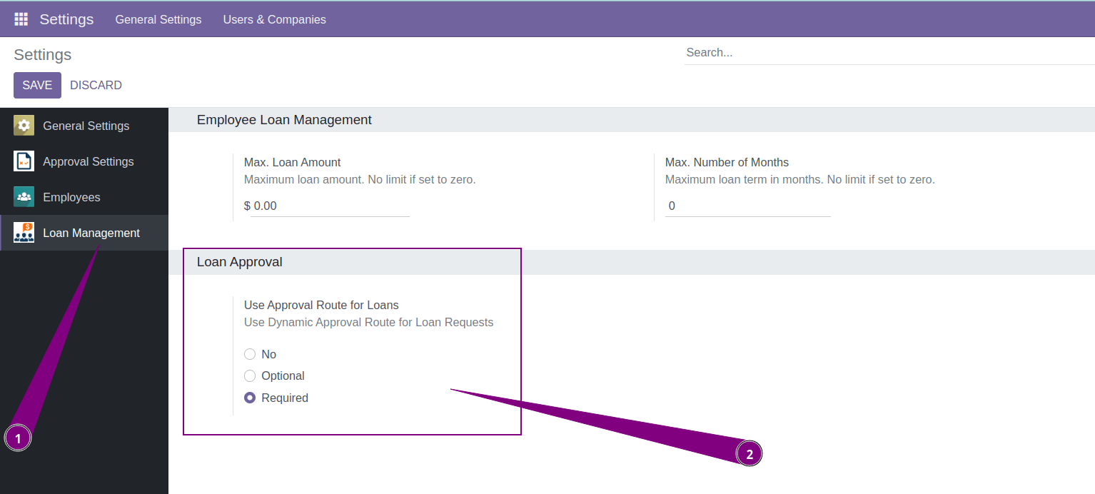 Approval Workflow Settings for Employee Loans