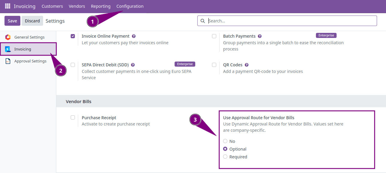 Approval Workflow Settings for Vendor Bills