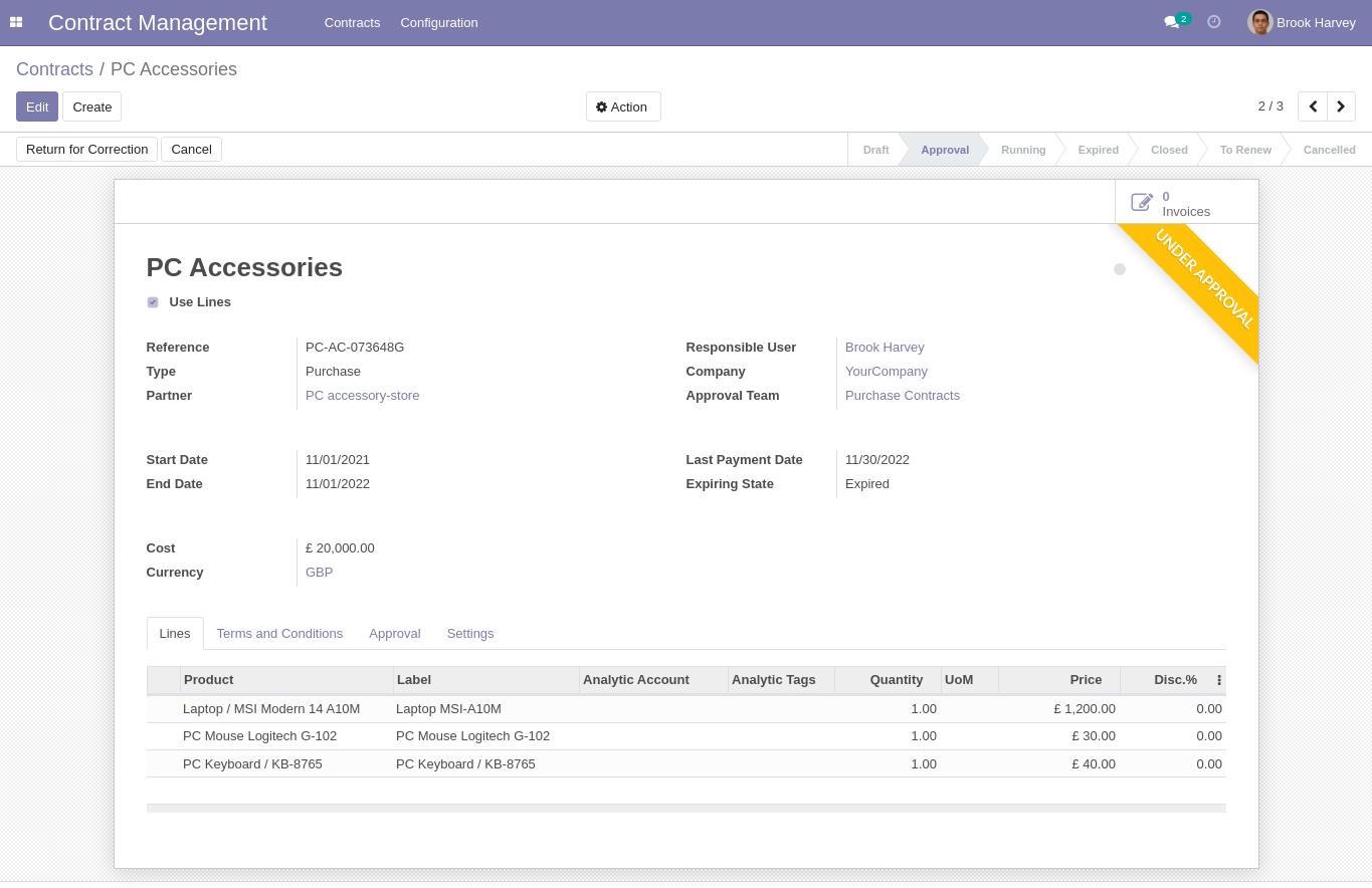 Contract Under Approval