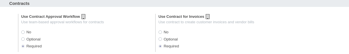 Contract Management Module Settings