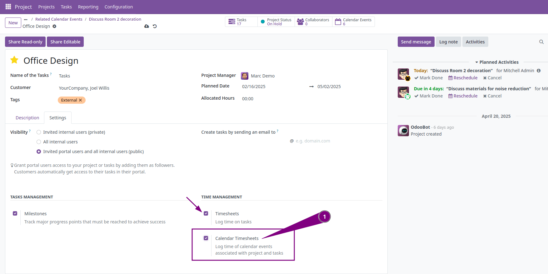 Project Timesheet Setting