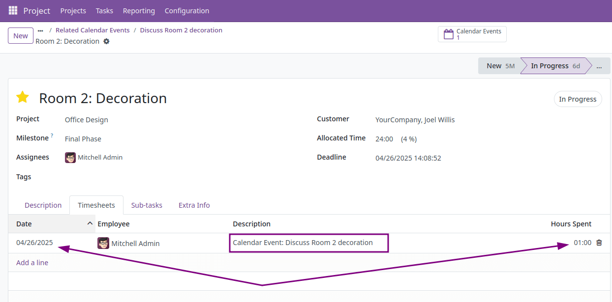 Automatically Generated Timesheet