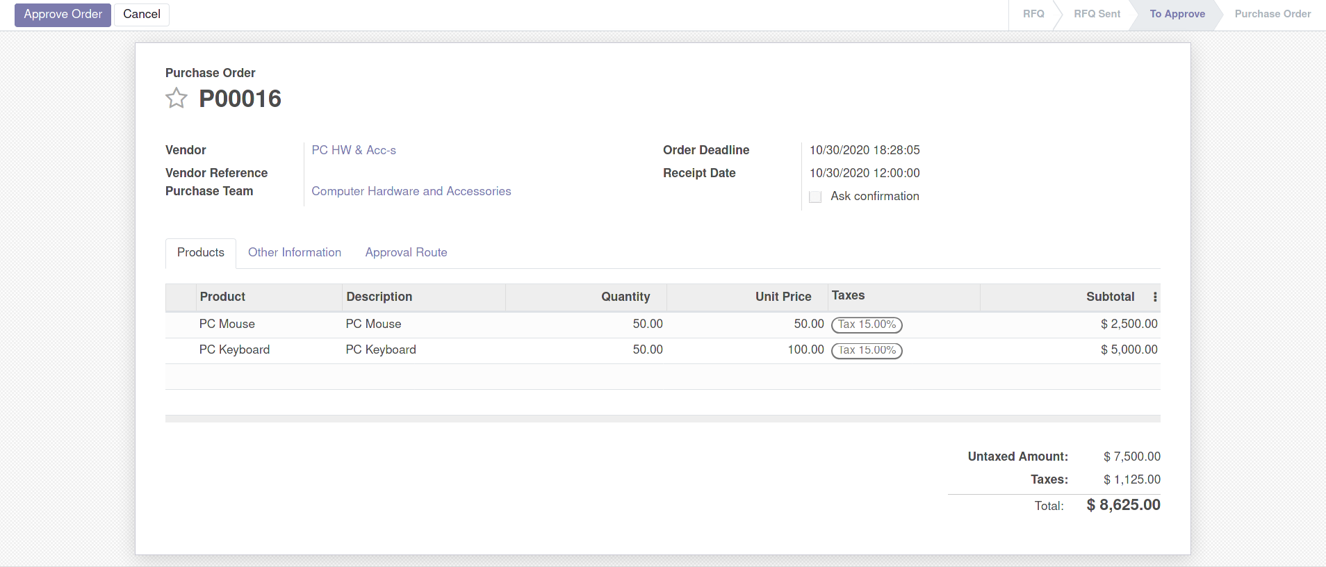 PO Form for Approver