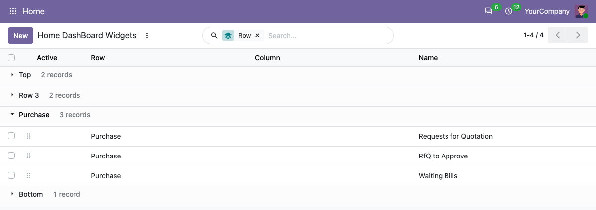 Widgets List