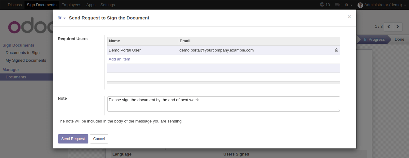 DocSign - Sending Request