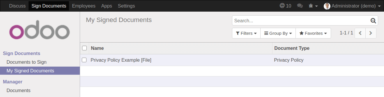 Signed Documents List