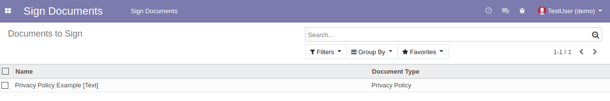 List of documents to read and sign