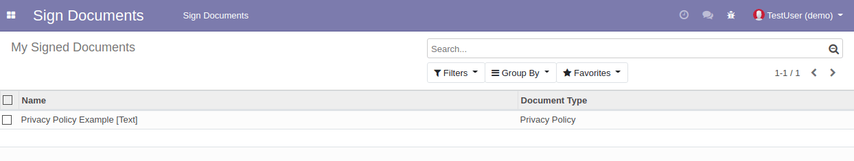 Signed Documents List