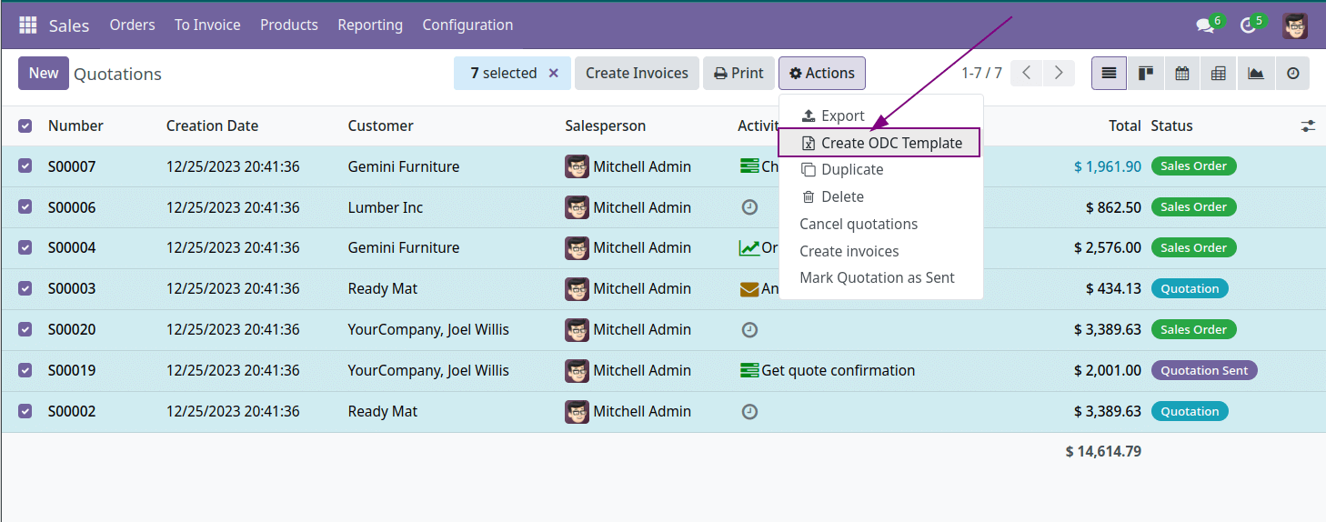 Sale Orders to Excel