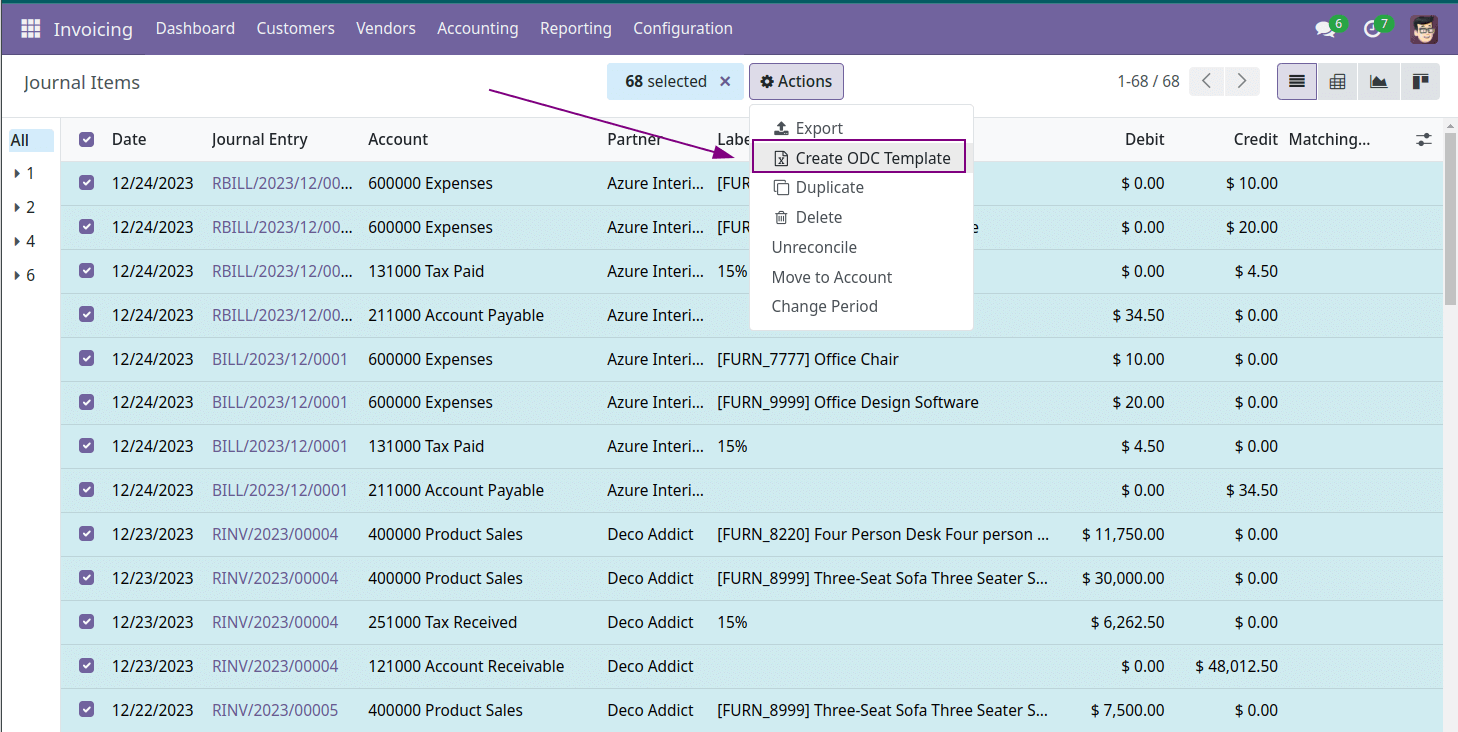 Journal entries to Excel