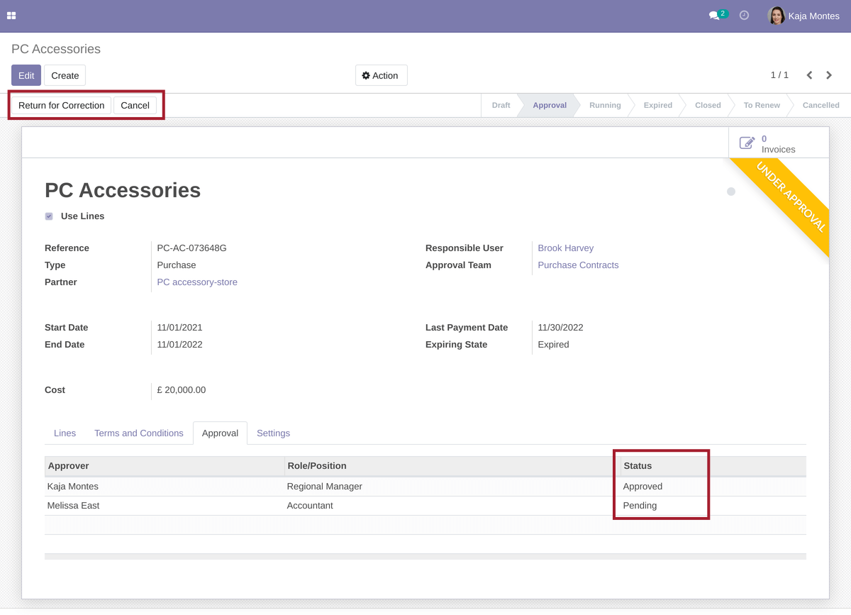 Contract Approved by User
