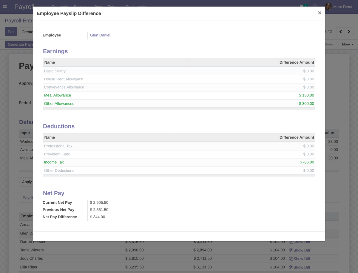 Payroll Calculation Difference Wizard