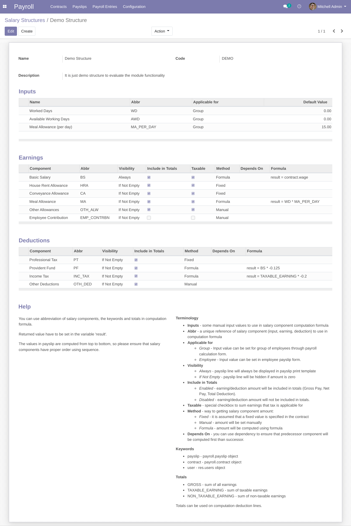Salary Structure Form