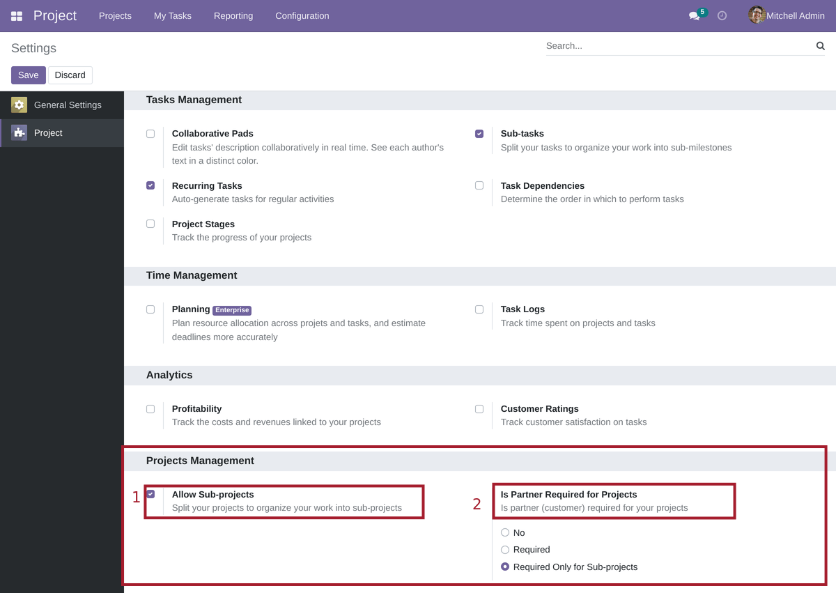 Project Module Settings