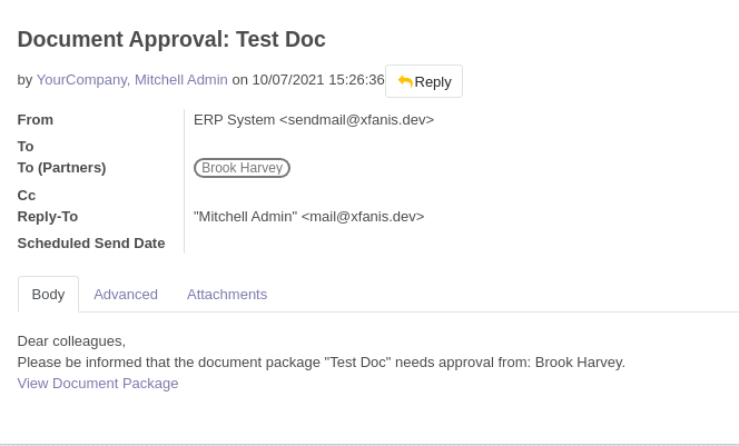 Document Approval Mail