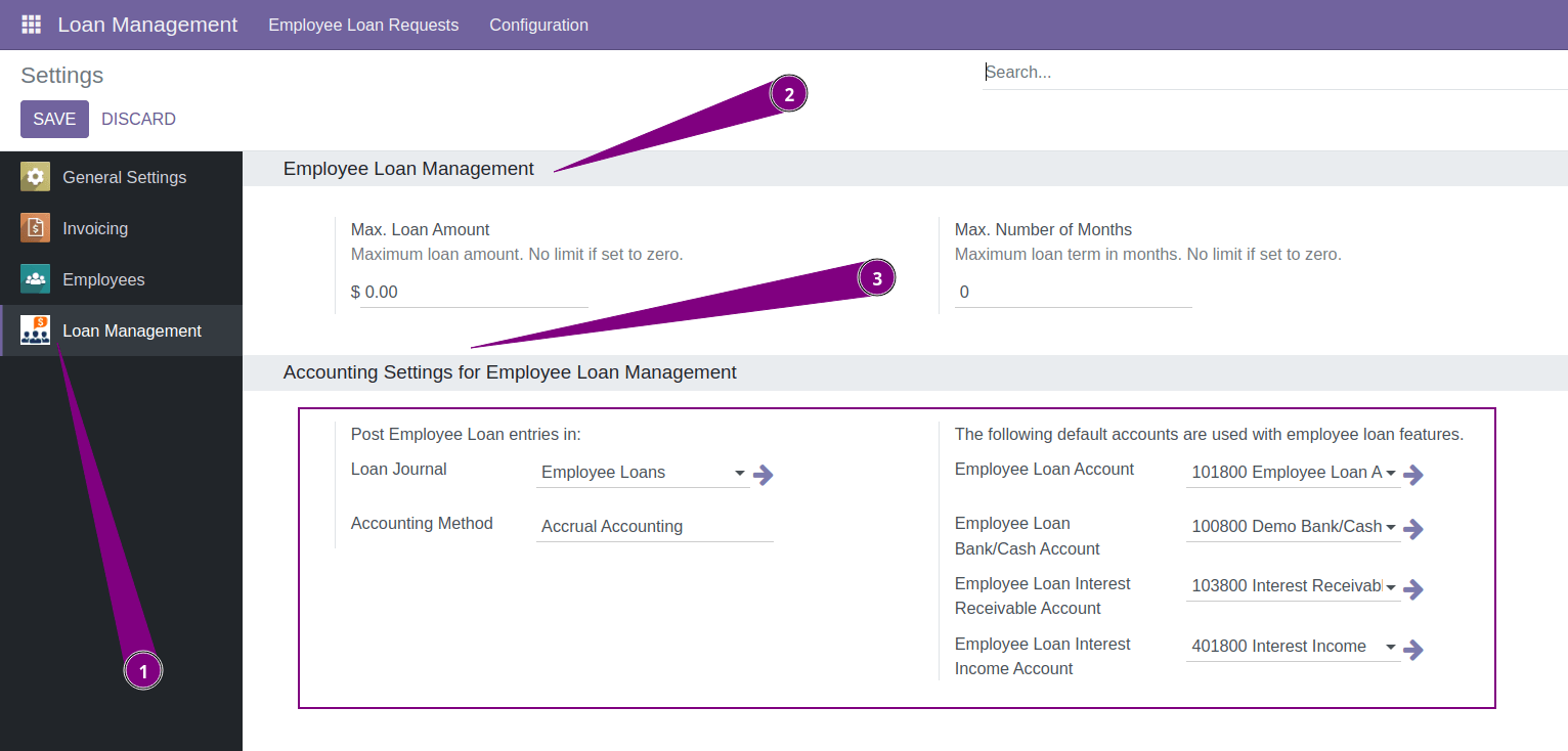 Loan Management Settings
