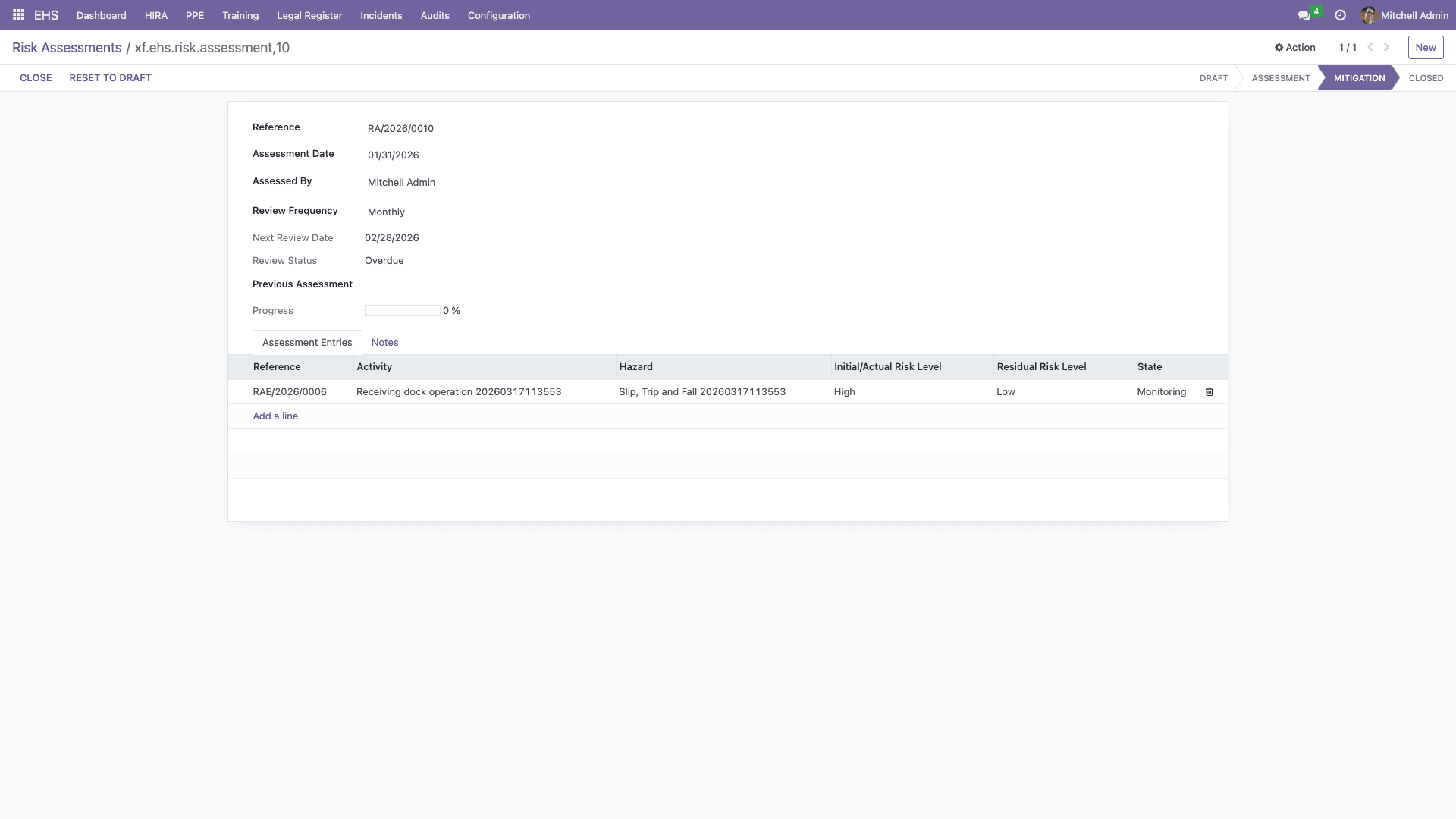 Risk assessment form