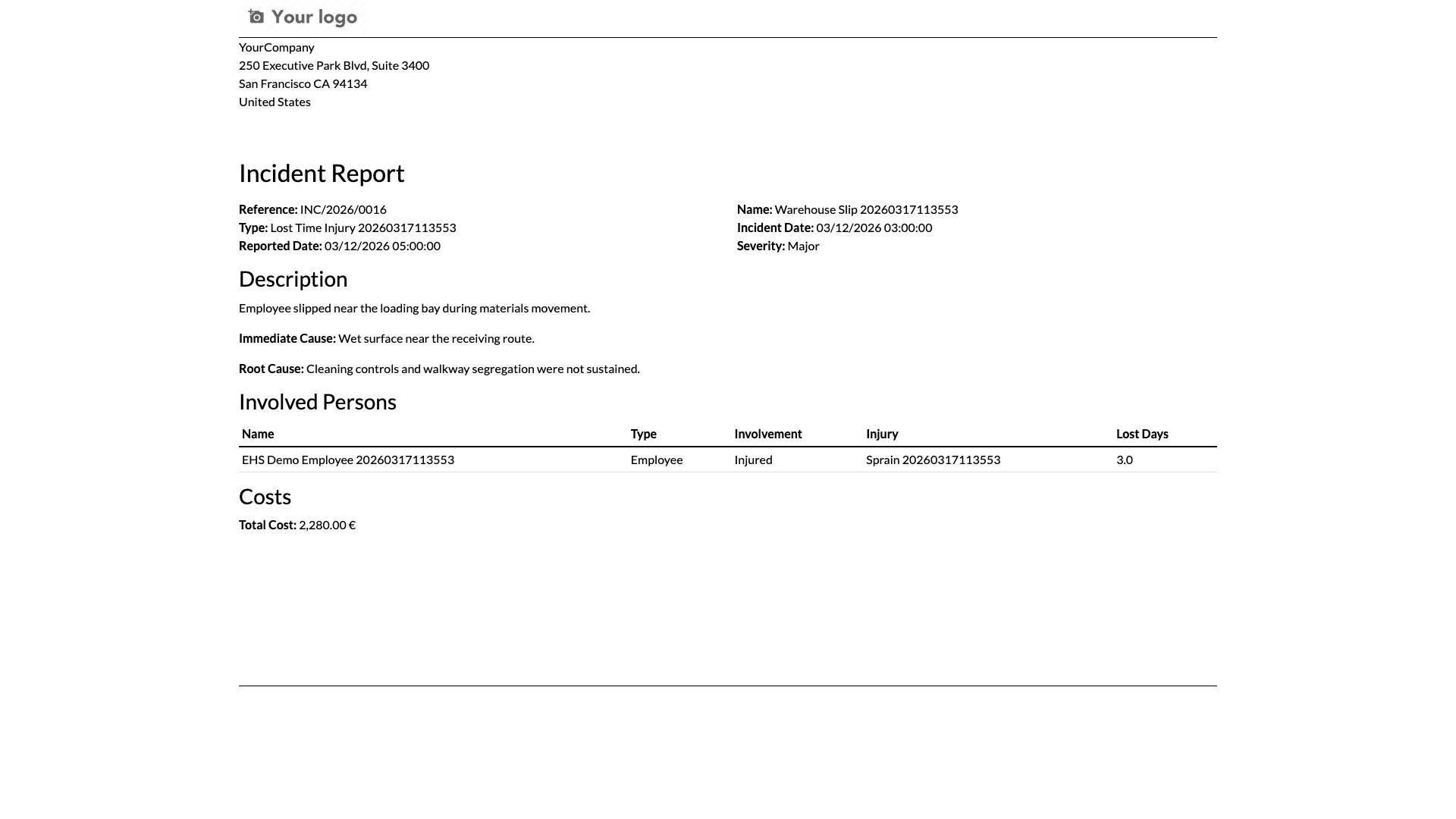 Incident report preview