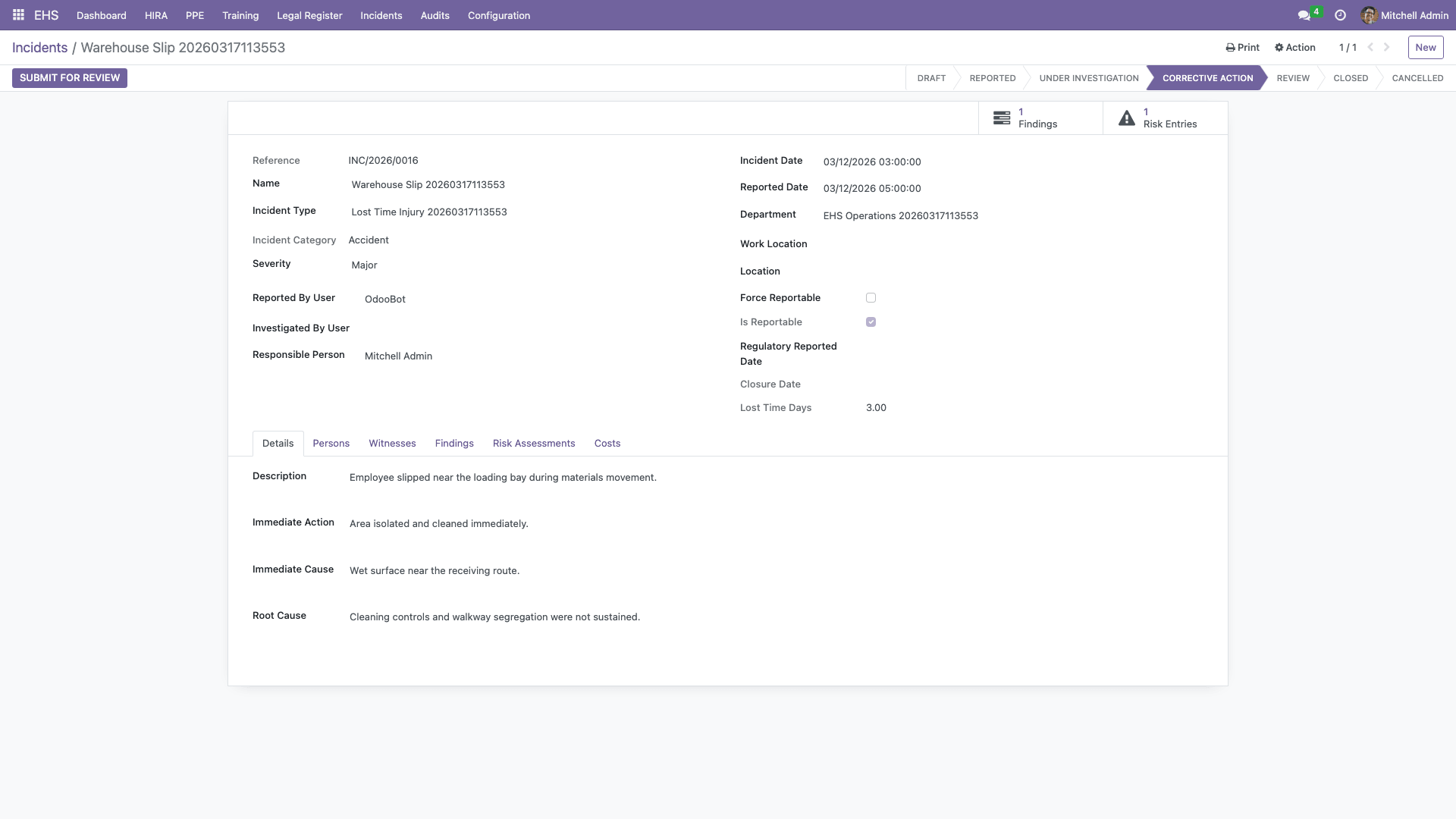 Incident form