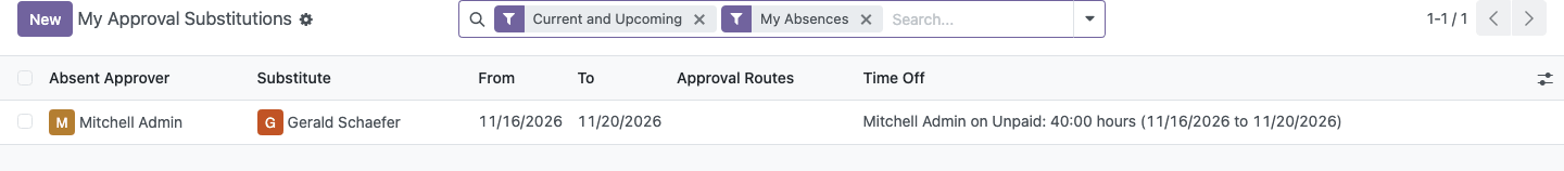 Approver Substitution Created from Time Off