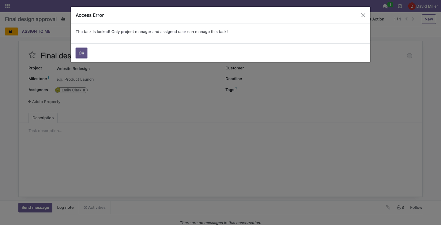 Access error when editing a locked task