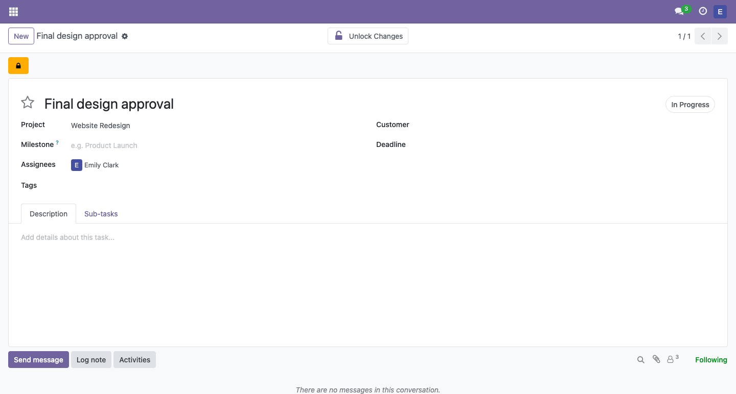 Locked task form