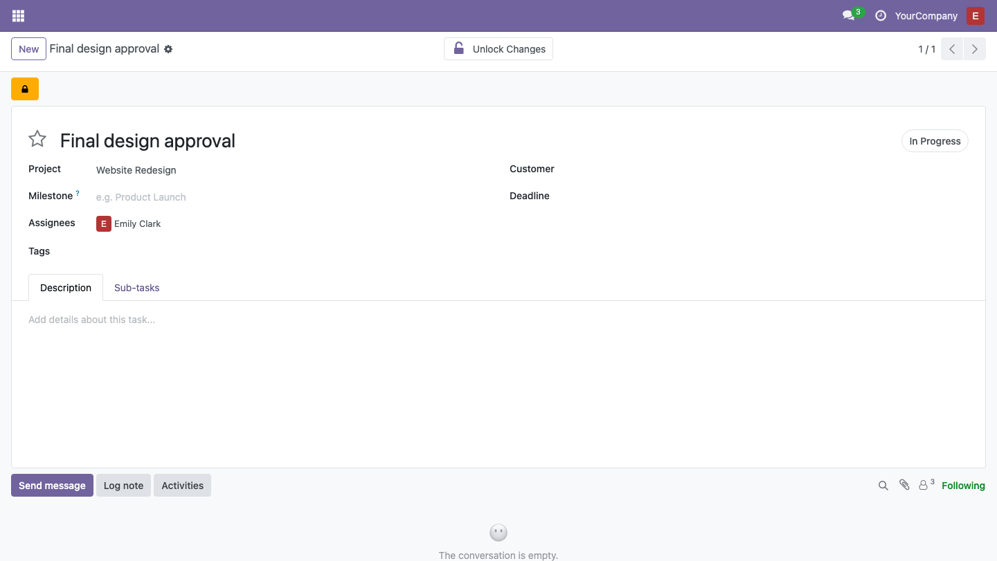 Locked task form