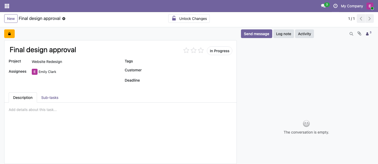 Locked task form